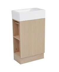 Streamdale 18.6" Bathroom Vanity with Sink, Bathroom Vanity Cabinet with Two-tier Shelf, Left or Right Orientation, Natural