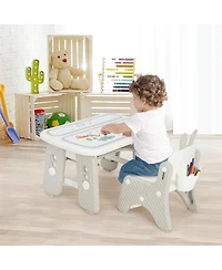 Kids Table and Chair Set with Flip-Top Bookshelf