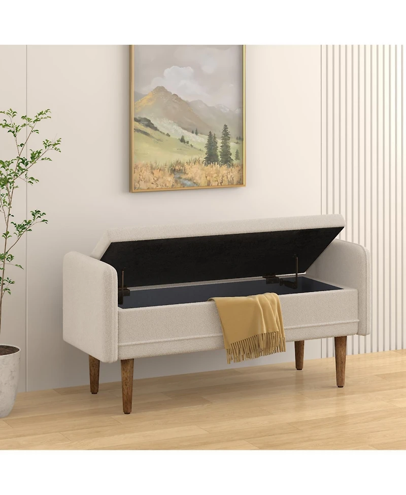 Streamdale Teddy Velvet Storage Stool with Ample Capacity