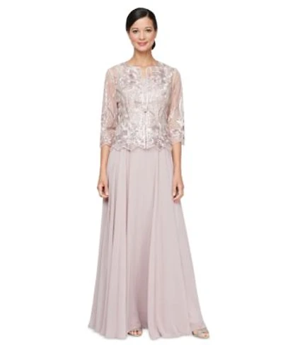 Alex Evening Womens 2 Pc. Embroidered Jacket Gown Set