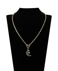 Unwritten Lapis Stone Moon Star Pendant Necklace
