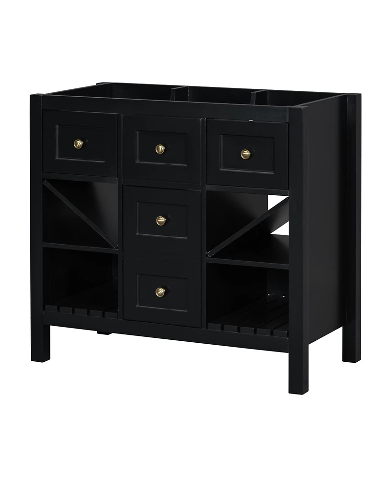 36'' Freestanding Bathroom Vanity Cabinet with 5 Drawers (No Sink)