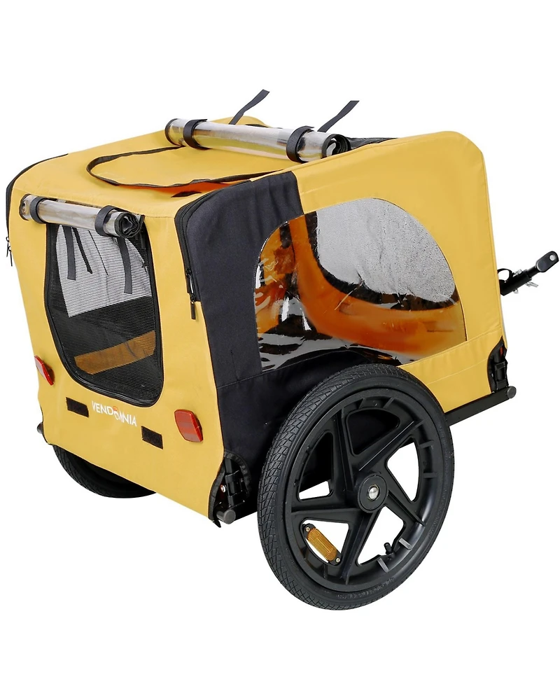 Yellow Outdoor Heavy Duty Foldable Utility Pet Stroller Dog Carriers Bicycle Trailer