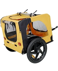Yellow Outdoor Heavy Duty Foldable Utility Pet Stroller Dog Carriers Bicycle Trailer