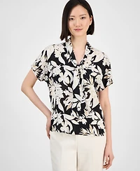 Anne Klein Women's Printed Tie-Neck Blouse