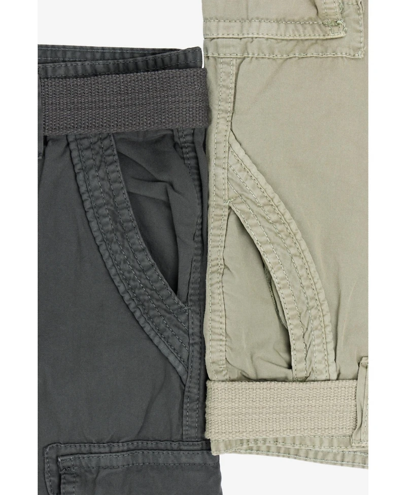 Raw X Big Boys 2 Pack Combo Belted Twill Cargo Shorts 8-18