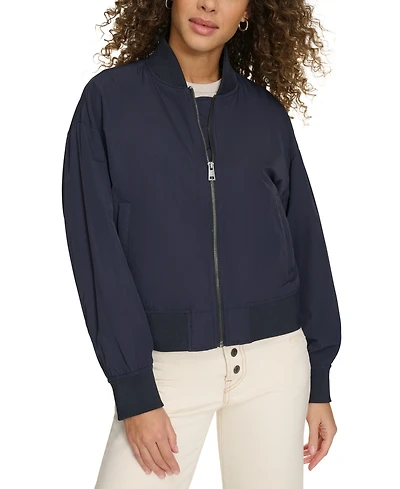 Levi's Women's Relaxed Zip-Front Ribbed-Hem Bomber Jacket