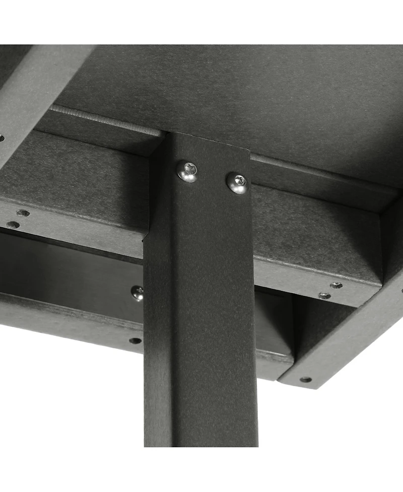 Outdoor Hdpe 36" Square Patio Dining Table with Umbrella Hole