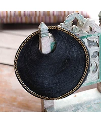 Solo Fig Mini Jute Straw Bag With Gold chain