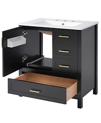 Streamdale 30" Black Bathroom Vanity with Soft-Close Storage