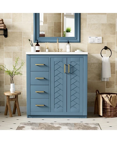 Streamdale 30" Freestanding Bathroom Vanity with Ceramic Sink and Storage Cabinet
