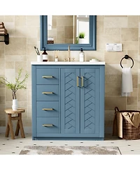Streamdale 30" Freestanding Bathroom Vanity with Ceramic Sink and Storage Cabinet