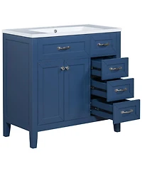 Streamdale 36" Bathroom Vanity with Sink Combo, Blue Bathroom Cabinet with Drawers, Solid Frame and Mdf Board