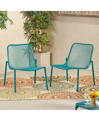 Streamdale Modern Stackable Patio Chairs with Mesh Seating (Set of 2)