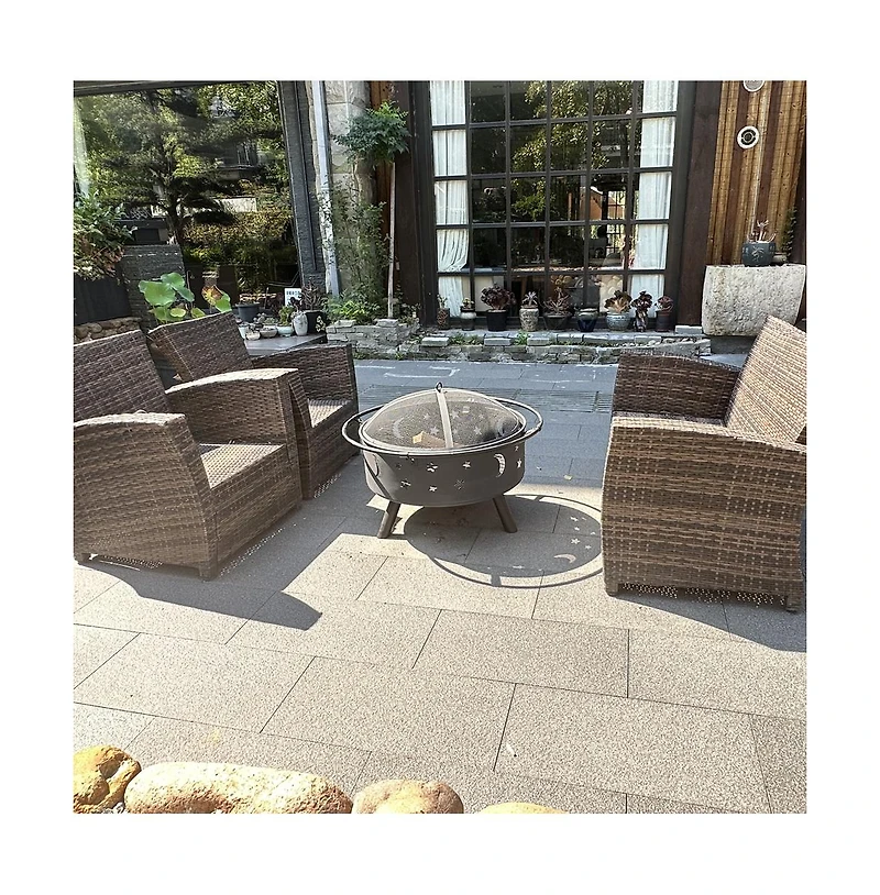 Streamdale Fire Pit 32 Inch Outdoor Wood Burning Firepit with Screen Patio round about the moon and stars