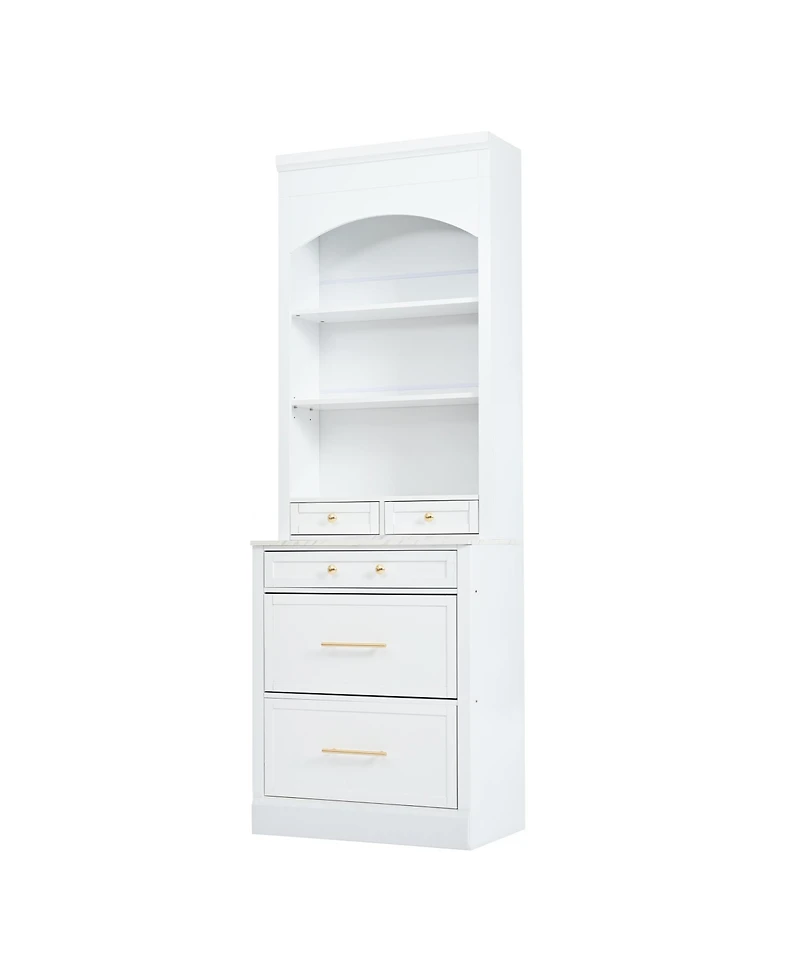 Streamdale Freestanding Kitchen Pantry with Faux Marble Top (Set of 2)