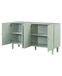 Streamdale Elegant Four-Door Sideboard with Wavy Doors, Cylindrical Legs & Metal Handles