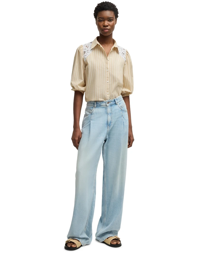 Boss by Hugo Women's Striped Regular Fit Blouse