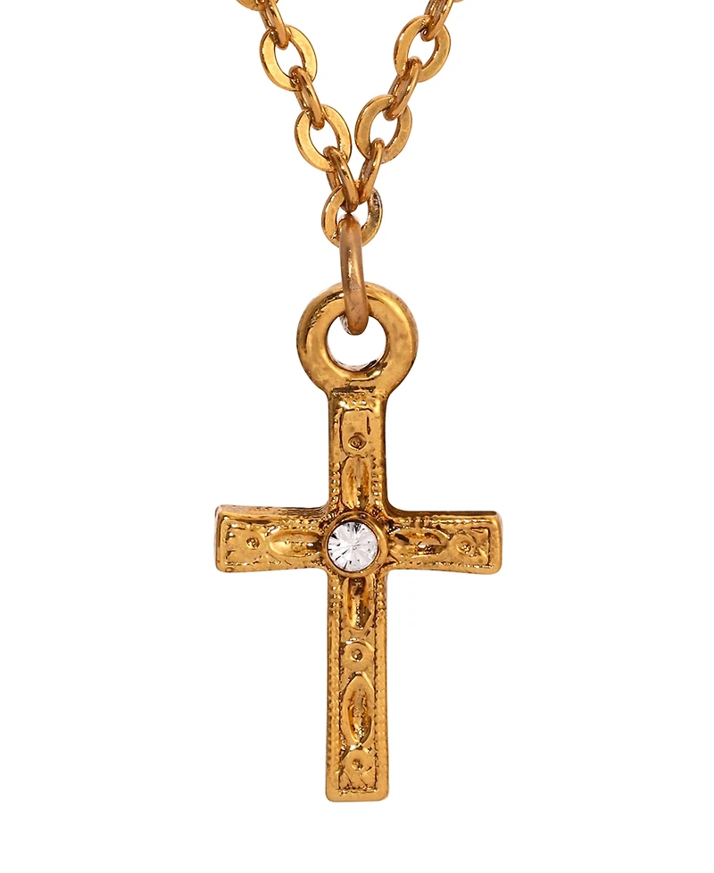 2028 Crystal Cross Pendant Necklace