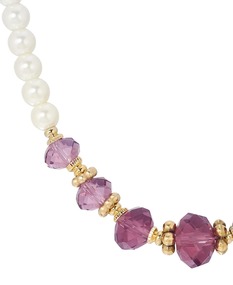 2028 Faux Cultivated Pearl Purple Glass Bead Necklace