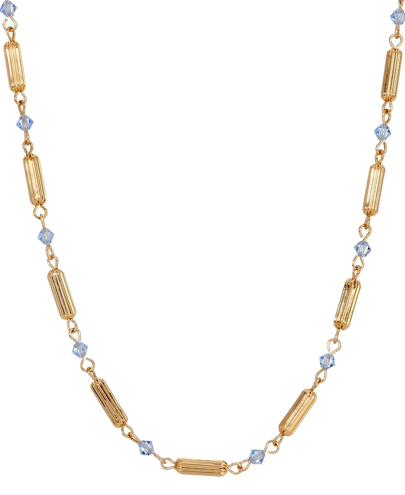 2028 14K Gold Dipped Tube Bead Crystal Necklace