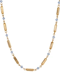 2028 14K Gold Dipped Tube Bead Crystal Necklace