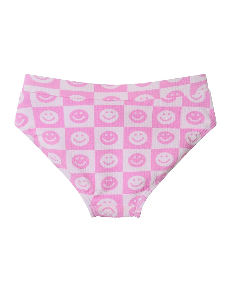 Toddler/Child Girls Smiley Print Textured Puff Sleeve Bikini