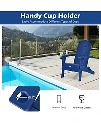 Gymax 2PCS Patio Folding Adirondack Chair Weather Resistant Cup Holder Yard