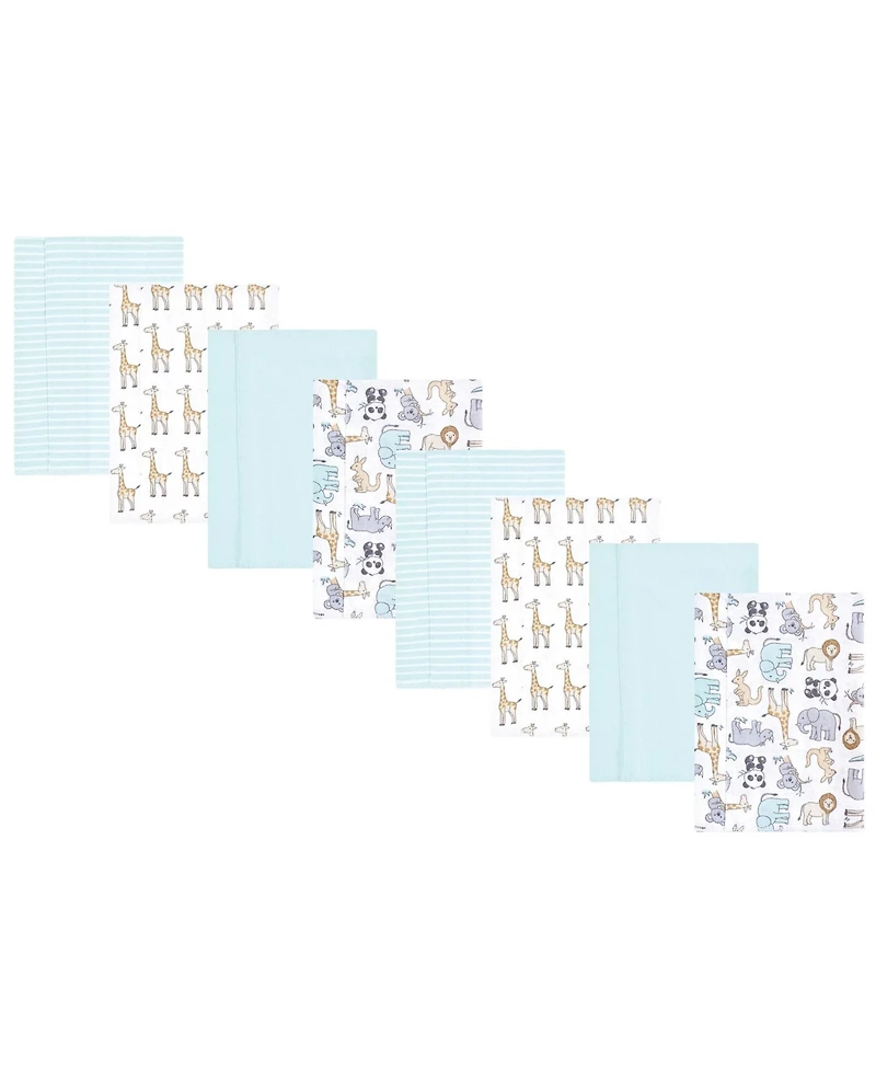 Hudson Baby Boys and Girls Cotton Poly Flannel Burp Cloths 8-Pack, One Size