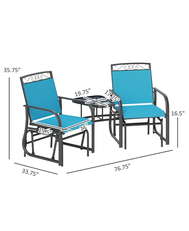 Outsunny 2-Person Outdoor Glider Chair with Table for Garden