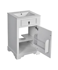 Streamdale 20-Inch Vanity Ceramic Sink, Soft-Close Door, Adjustable Shelf, Door Storage