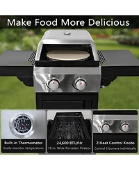 Streamdale 2 Burner Gas Grill and Pizza Oven for Outdoor Cooking While Camping or Tailgating