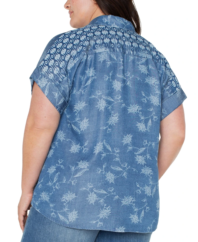 Liverpool Plus Printed High-Low Camp Shirt