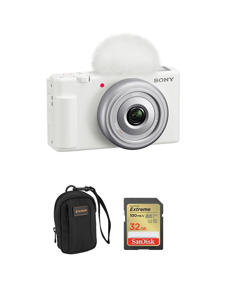 Sony Zv-1F Vlogging Camera, White Bundle with 32GB Sd Card, Camera Bag