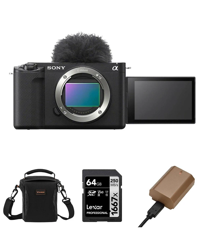 Sony Sony Zv-E1 Full-Frame Interchangeable Lens Mirrorless Vlog Camera, Black - Bundle with Alpine 120 Shoulder Bag, 64GB Uhs-ii Sdxc Memory Card,
