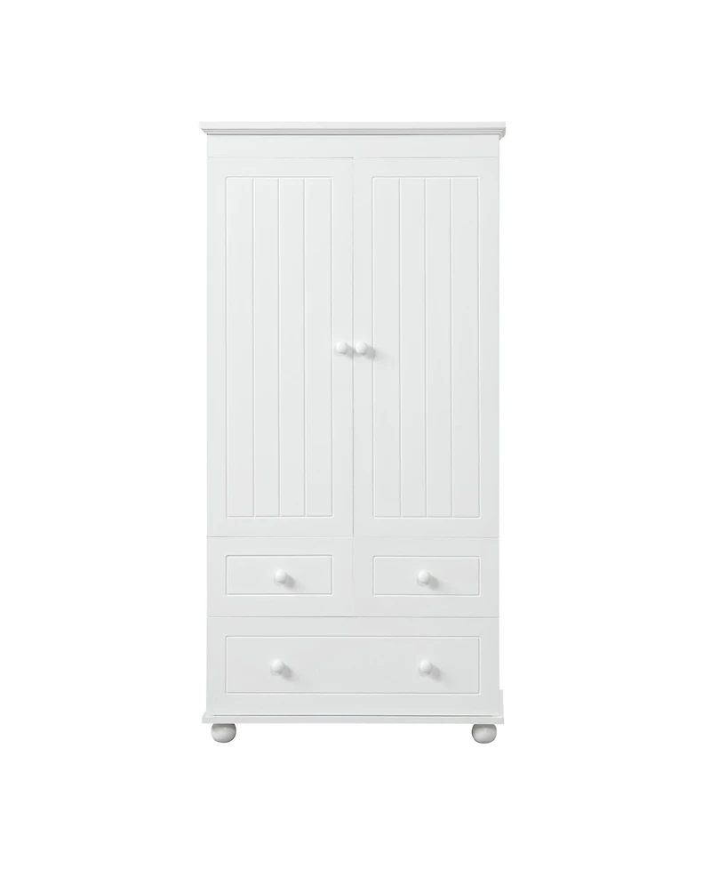 Tall Storage Cabinet with Three Drawers for Bathroom/Office, White