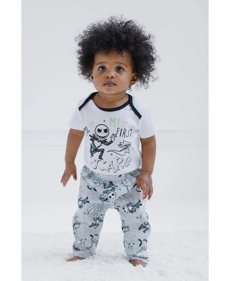 Nightmare Before Christmas Baby Boys Disney Fleece Pullover Hoodie Bodysuit and Pants 3 Piece Outfit Set