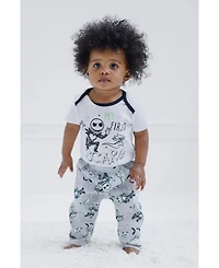 Nightmare Before Christmas Baby Boys Disney Fleece Pullover Hoodie Bodysuit and Pants 3 Piece Outfit Set