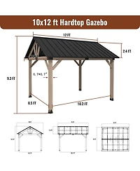 10 x 12 ft. Wood Gazebo Cedar Framed Wooden Gazebo