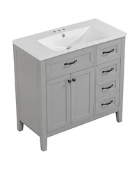 Streamdale 36" Bathroom Vanity with Sink Combo, Bathroom Cabinet with Drawers, Solid Frame and Mdf Board, Grey