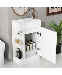 Streamdale 18.6" Bathroom Vanity with Sink, Bathroom Vanity Cabinet with Two-tier Shelf, Left or Right Orientation, White