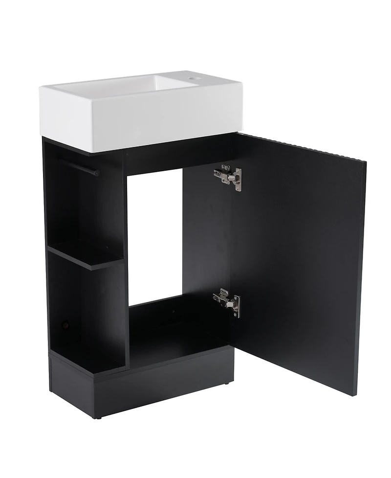 Streamdale 18.6" Bathroom Vanity with Sink, Bathroom Vanity Cabinet with Two-tier Shelf, Left or Right Orientation, Black