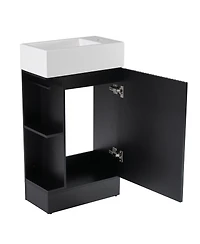 Streamdale 18.6" Bathroom Vanity with Sink, Bathroom Vanity Cabinet with Two-tier Shelf, Left or Right Orientation, Black