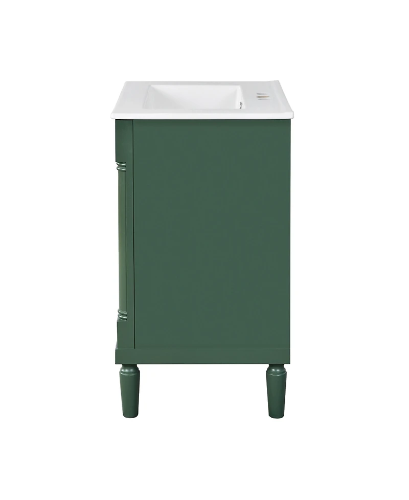 Streamdale Modern 24" Single Sink Bathroom Vanity Cabinet with Top Sink & Storage Shelves