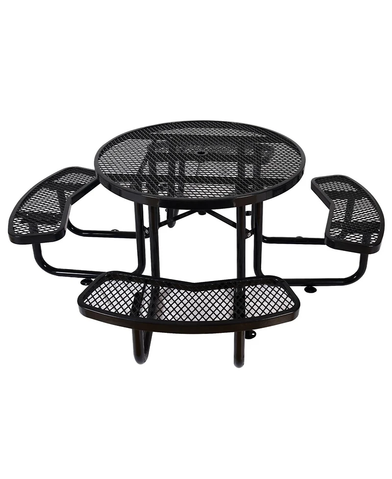 Streamdale Round Outdoor Steel Picnic Table 46" black, with umbrella pole