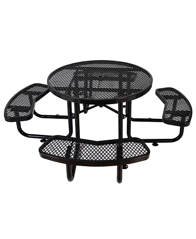 Streamdale Round Outdoor Steel Picnic Table 46" black, with umbrella pole