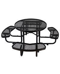 Streamdale Round Outdoor Steel Picnic Table 46" black, with umbrella pole