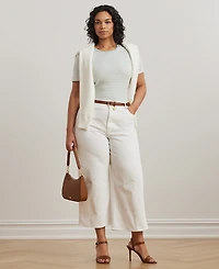 Lauren Ralph Plus Striped Stretch Cotton Crewneck Tee