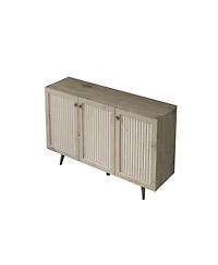 Streamdale Gray Storage Cabinet with 3 Doors, Adjustable Shelf, and Coffee Bar