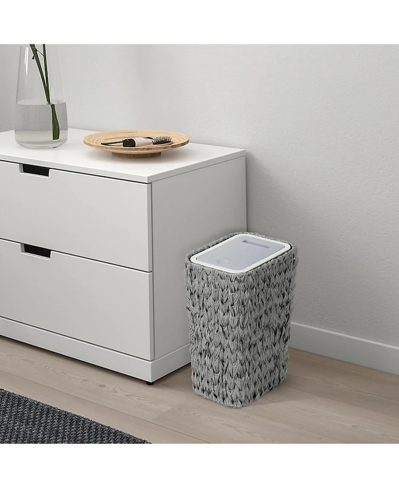 Streamdale Rattan Trash Can with Press Lid, 2.6 Gal. Bathroom Wastebasket